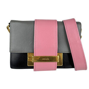 Prada crossbody shoulder bag pink gray black gold